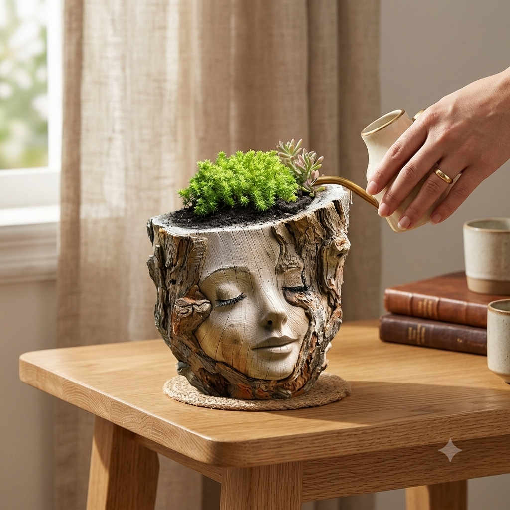 🔥68% OFF Only Today – Tree Stump Girl Flower Pot 🌱– Resin Succulent Planter for Home & Garden Decor