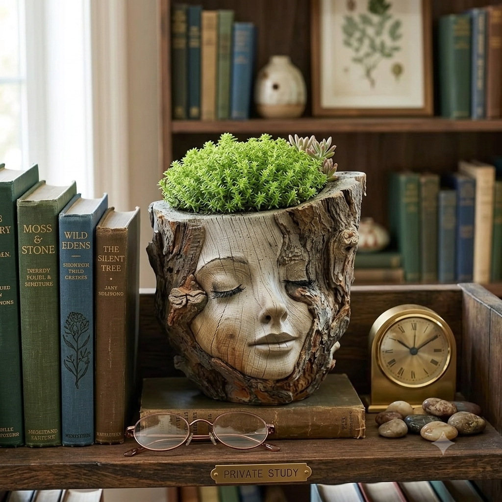 🔥68% OFF Only Today – Tree Stump Girl Flower Pot 🌱– Resin Succulent Planter for Home & Garden Decor