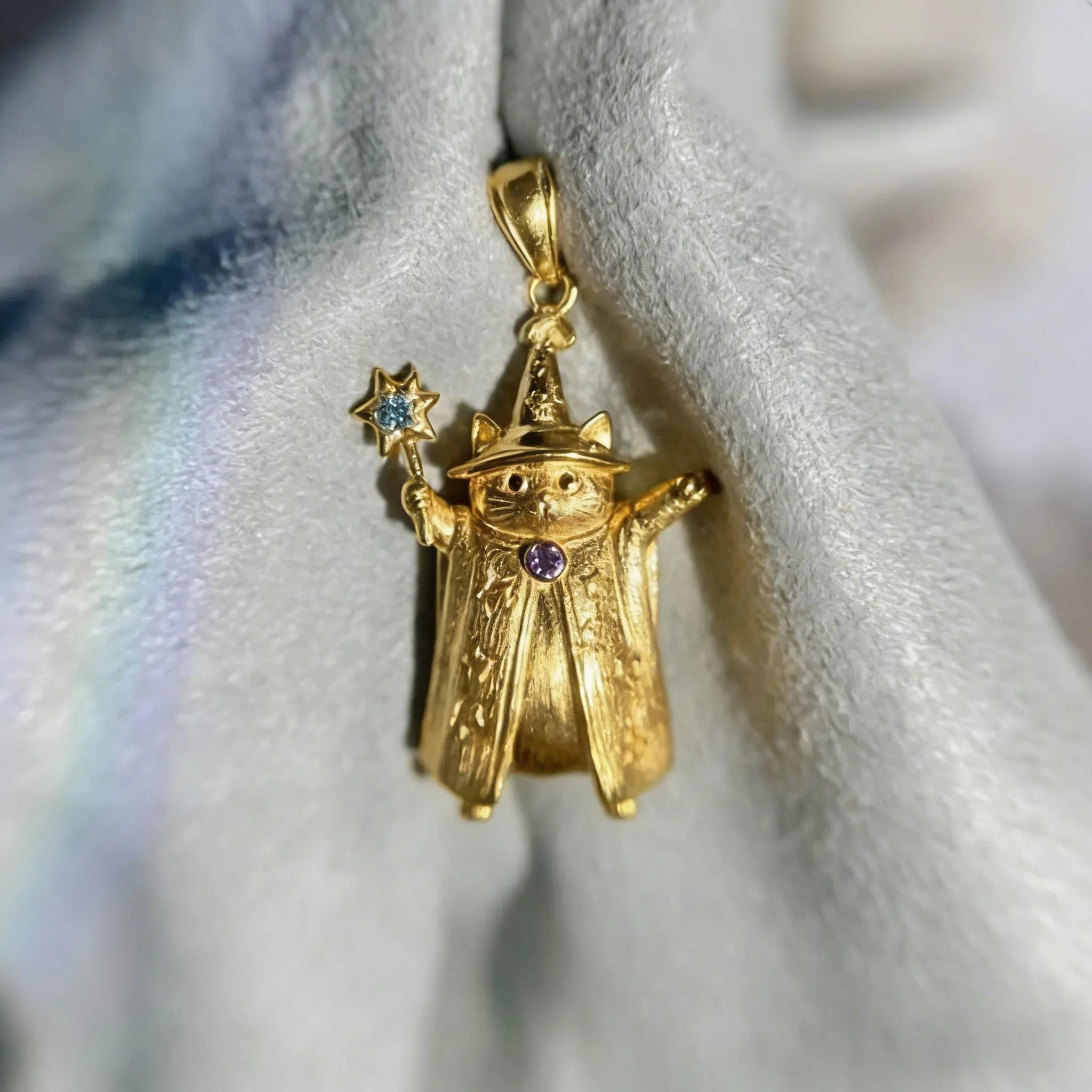 🐾 Wizard Cat Necklace – Lucky Charm & Cosmic Protector
