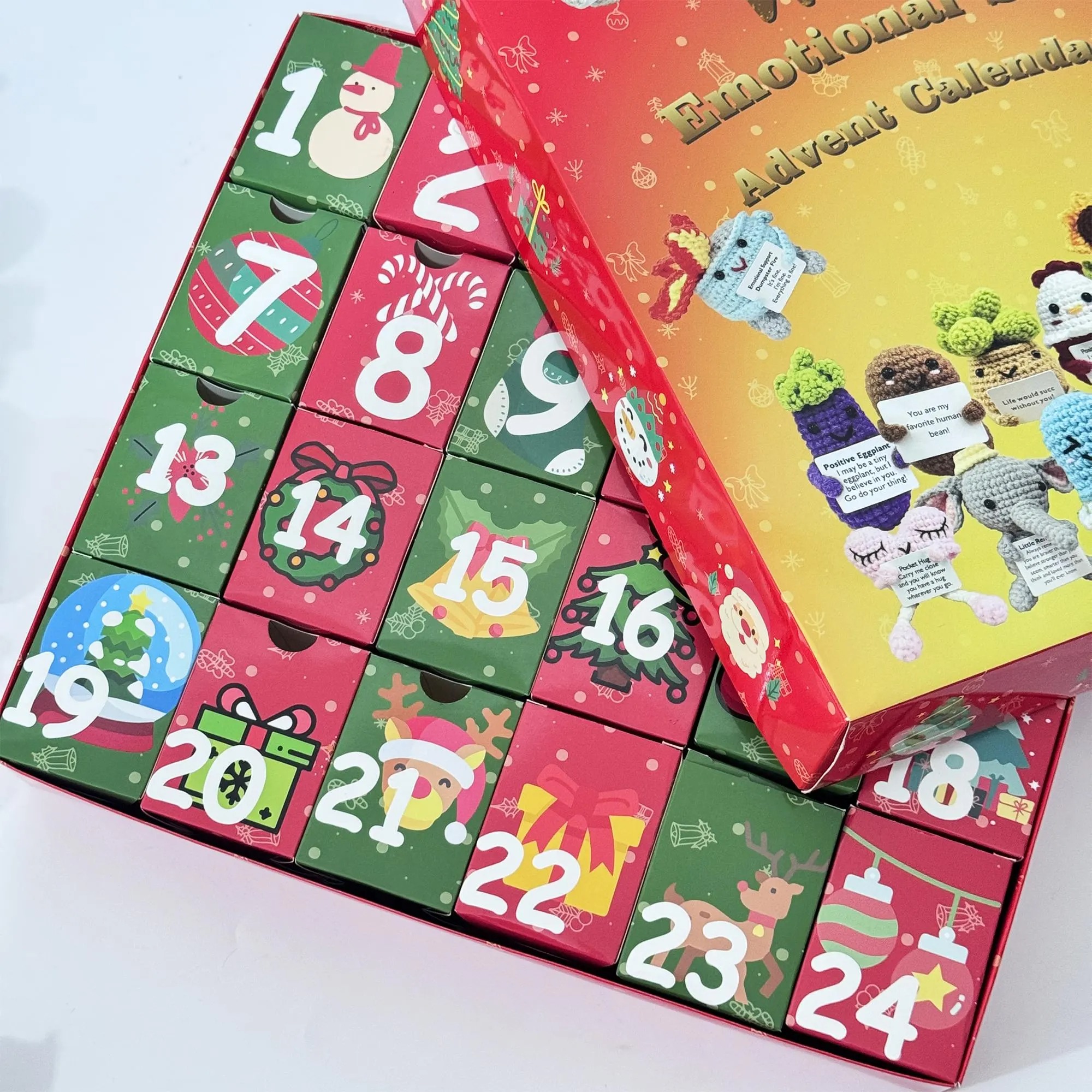 Festive 24-day crochet advent calendar gift box