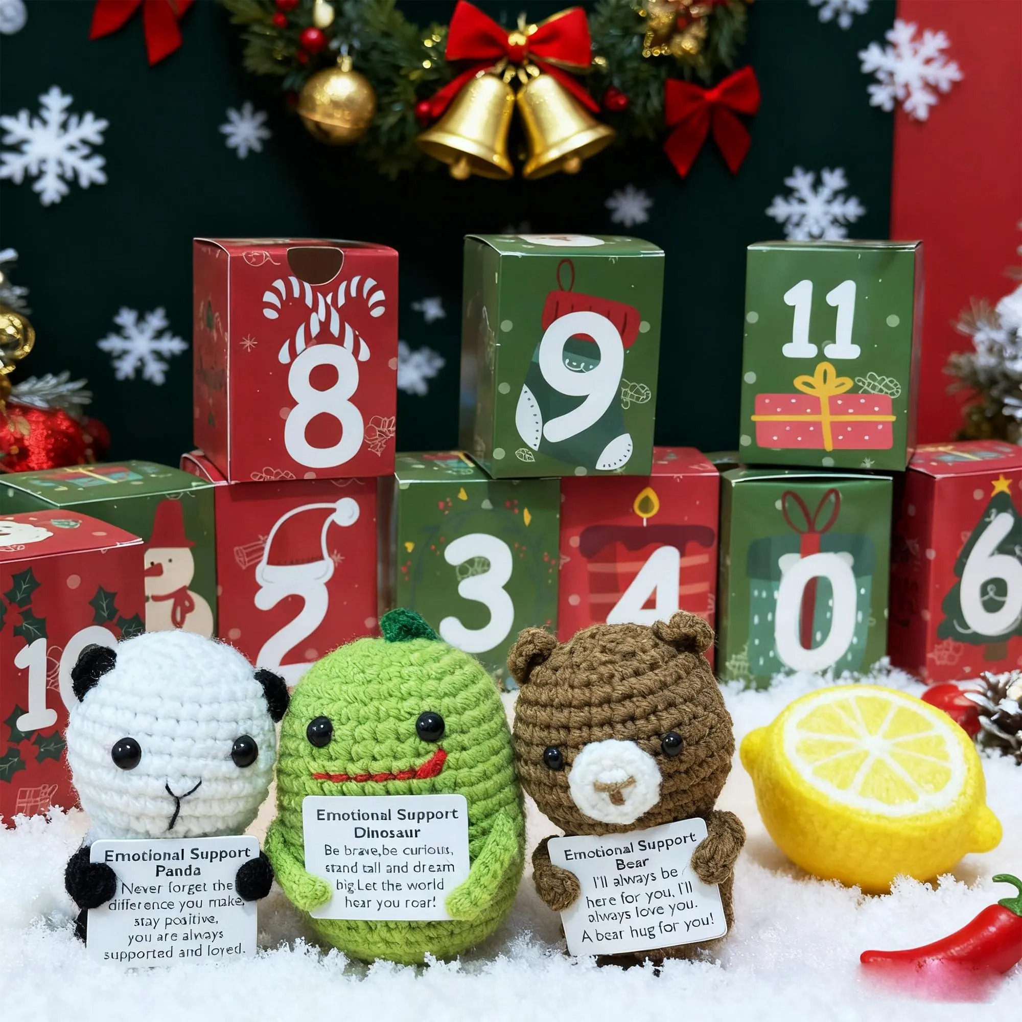 🎄 LAST DAY 50% OFF – 24-Day Heartwarming Crochet Advent Calendar | Daily Christmas Surprise Blind Box 🎁