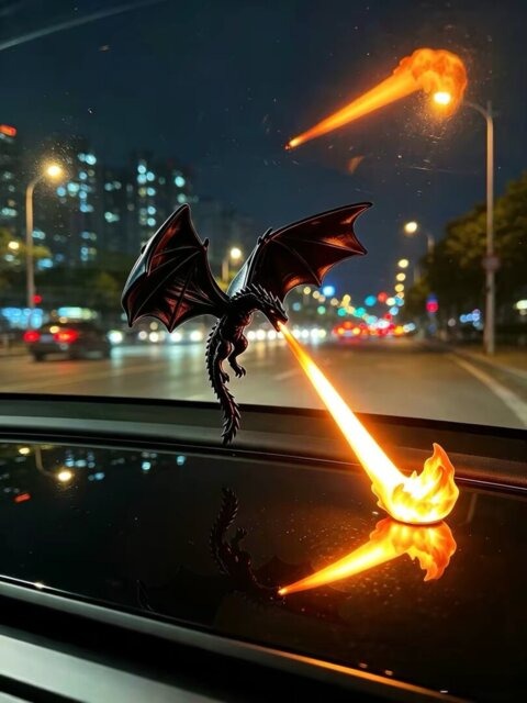 Customer photo of golden dragon flame night light at home