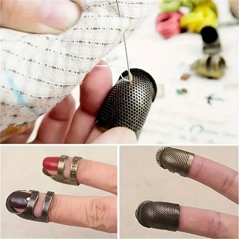Adjustable Copper Embroidery Thimble | Anti-Slip Finger Protector for Sewing & Knitting 