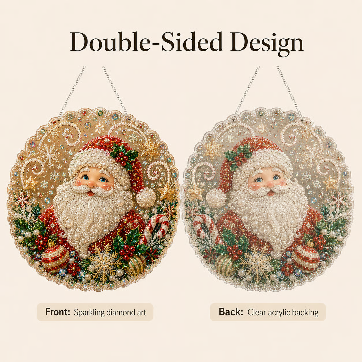 🎄 LAST DAY 49% OFF – ✨ Christmas Pearl Diamond Art Hanging Ornament Kit | Luxury Flocked Canvas with Scratch-Resistant Non-Fading Pearl Beads DIY Handmade Holiday Hanging Decor 🎅💎