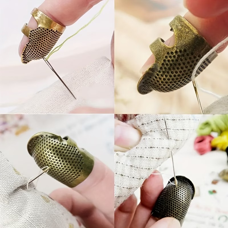 Adjustable Copper Embroidery Thimble | Anti-Slip Finger Protector for Sewing & Knitting 