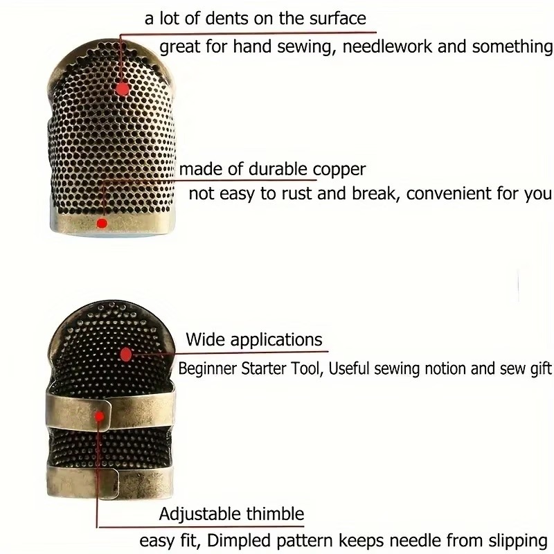 Adjustable Copper Embroidery Thimble | Anti-Slip Finger Protector for Sewing & Knitting 