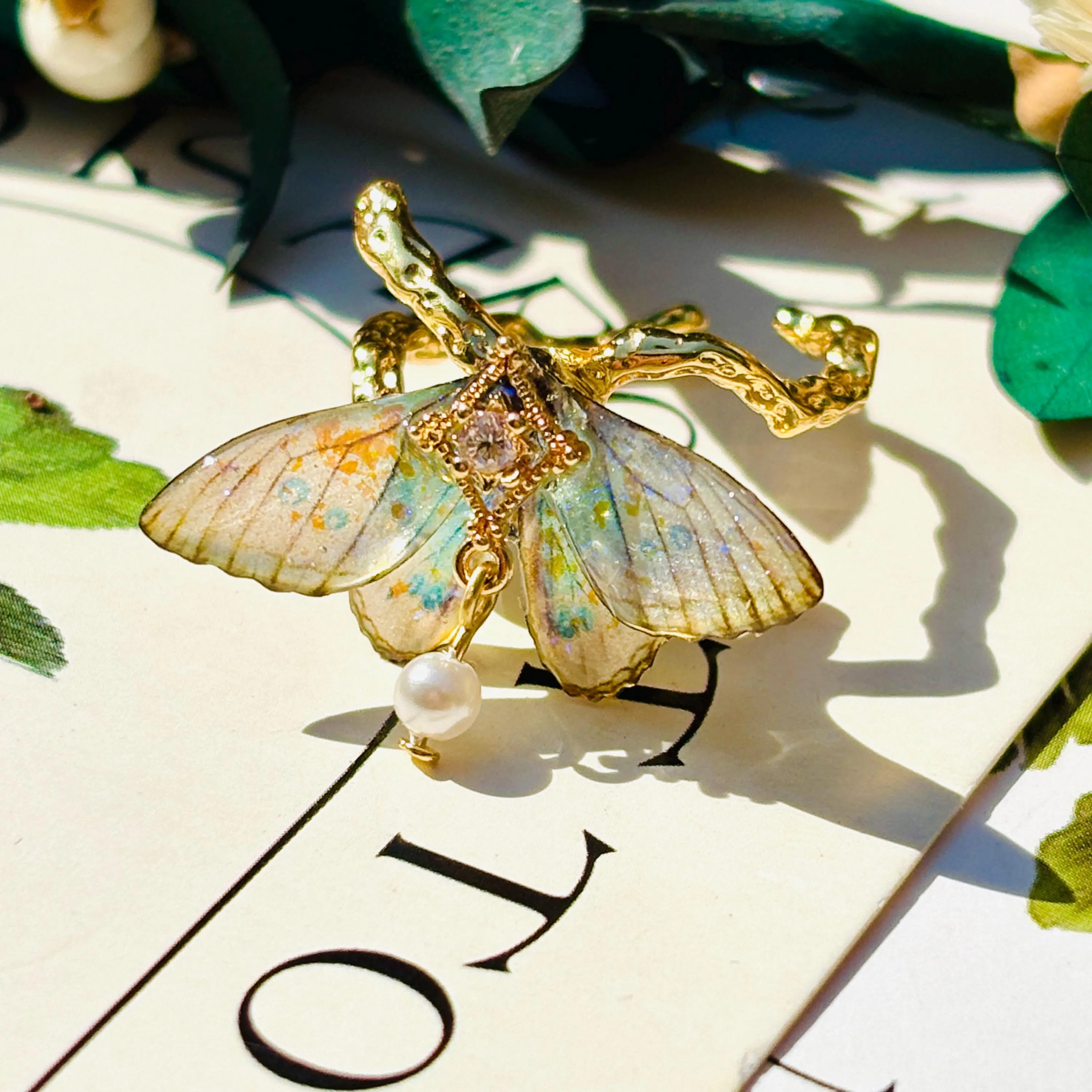 🦋 Iridescent Moth Ring