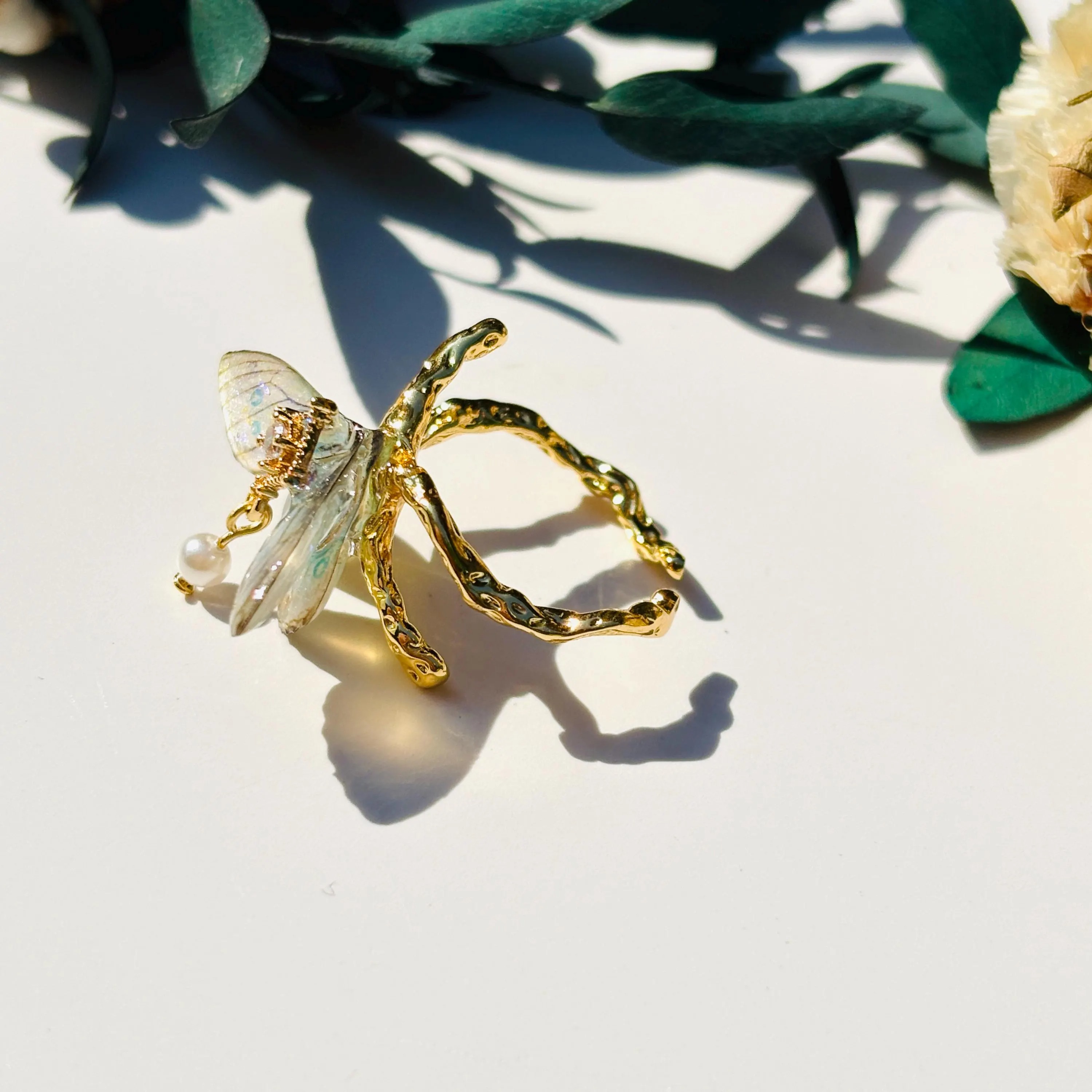 🦋 Iridescent Moth Ring