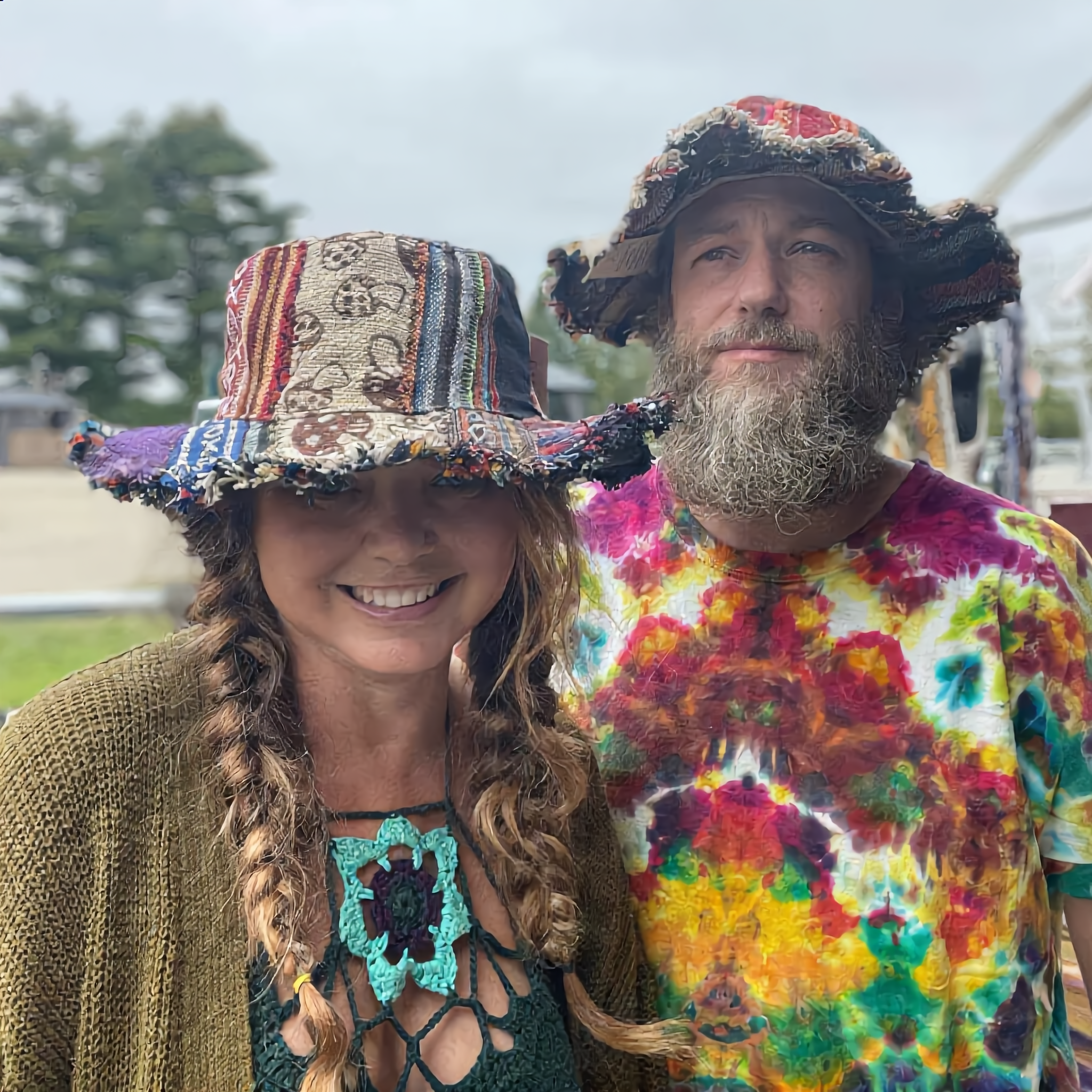 Hippie Haberdashery-🍄Patchwork Multicolored Mushroom Hemp Hat with Hidden Pocket Fedorahats🎩