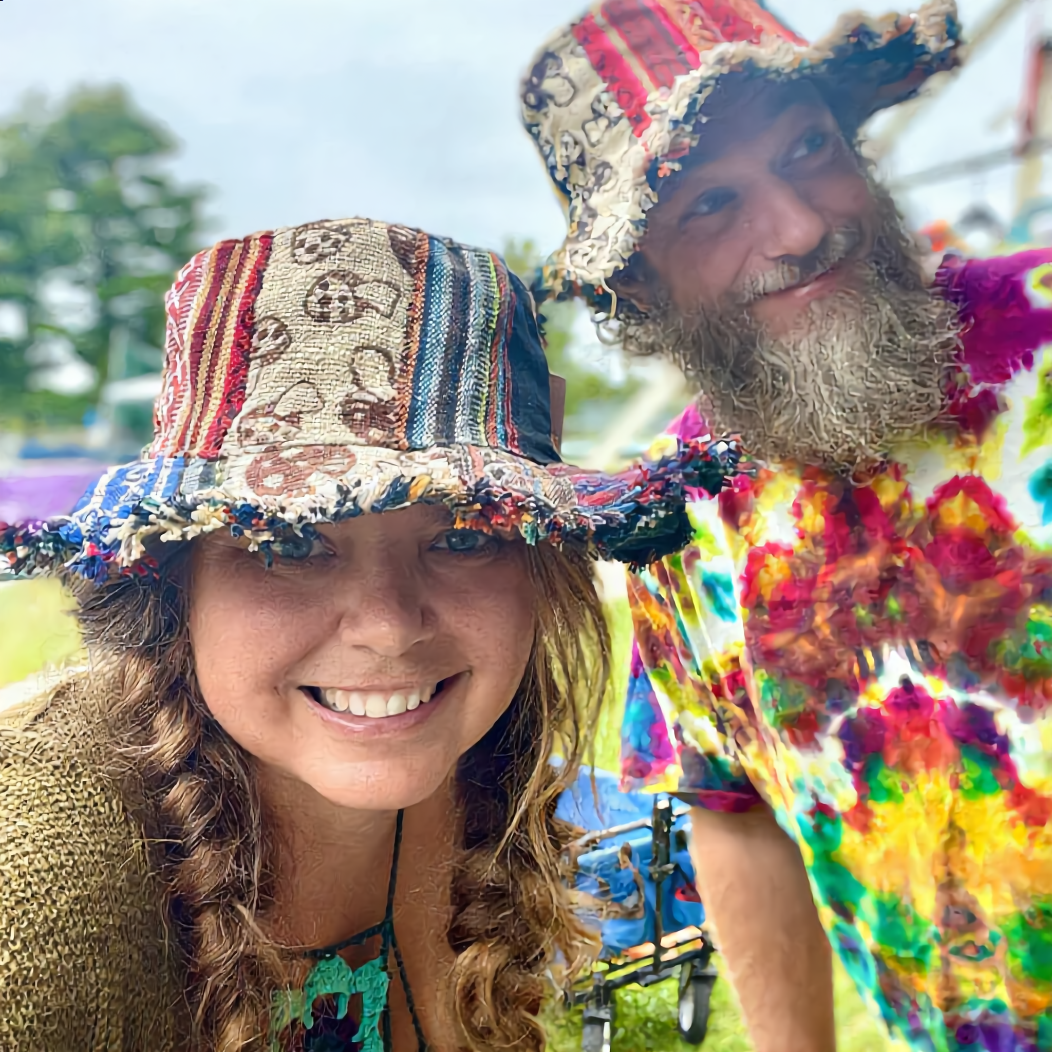 Hippie Haberdashery-🍄Patchwork Multicolored Mushroom Hemp Hat with Hidden Pocket Fedorahats🎩