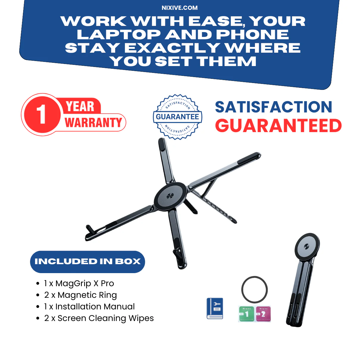 AetherMag X ErgoPro – Laptop & Phone Eye-Level Ergonomic Stand
