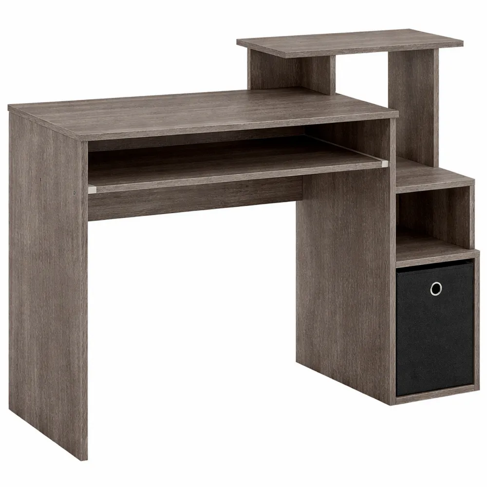 Bureau multimédia avec étagères et tablette clavier