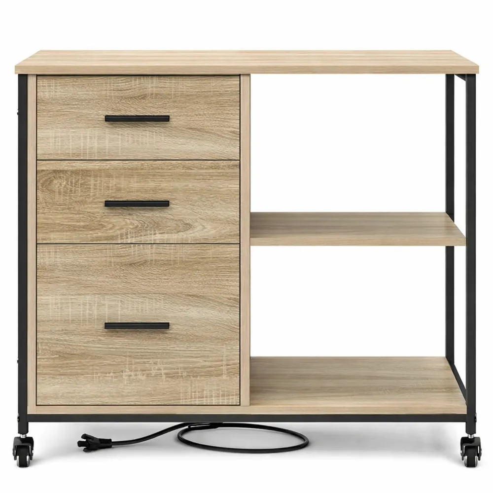 Caisson de Rangement Mobile pour Bureau sur Roulettes, Chêne Sonoma, 76 x 41 x 72 cm