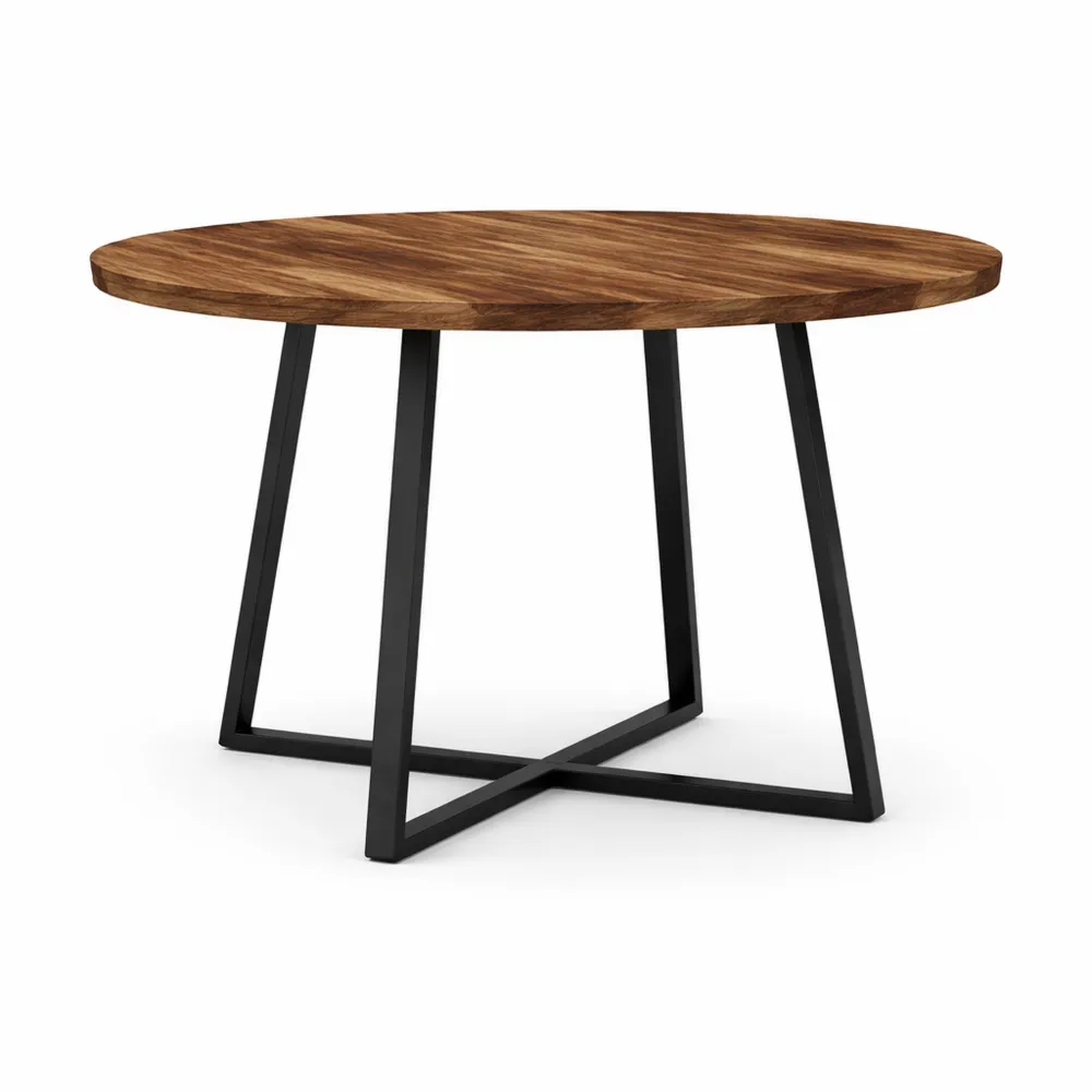 Table à Manger Ronde 4-6 Personnes Bois Foncé Noir 110 cm