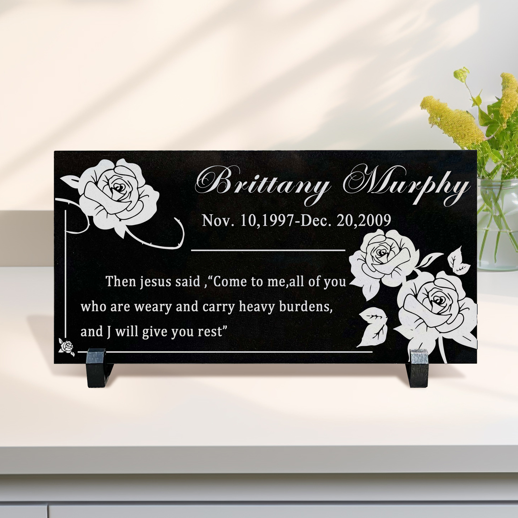 Customized Black Granite Memorial Stone Temporary Heastone Tombstone For Pet & Human