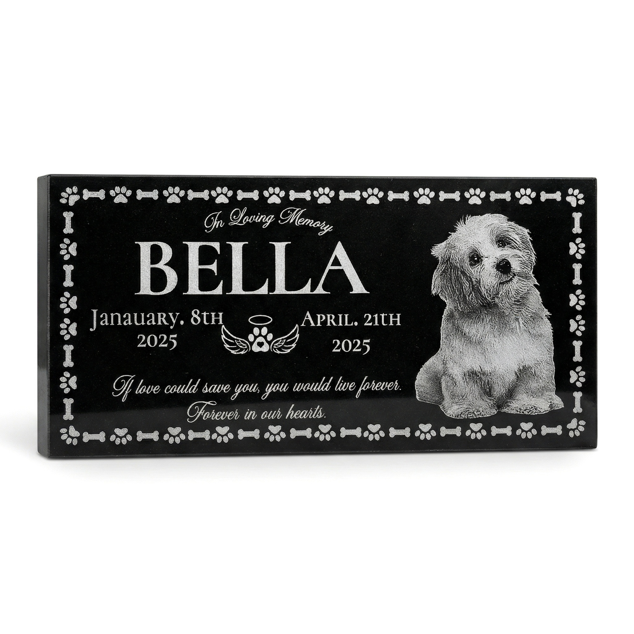 Customized Pet Black Granite Memorial Stone for Dog or Cat