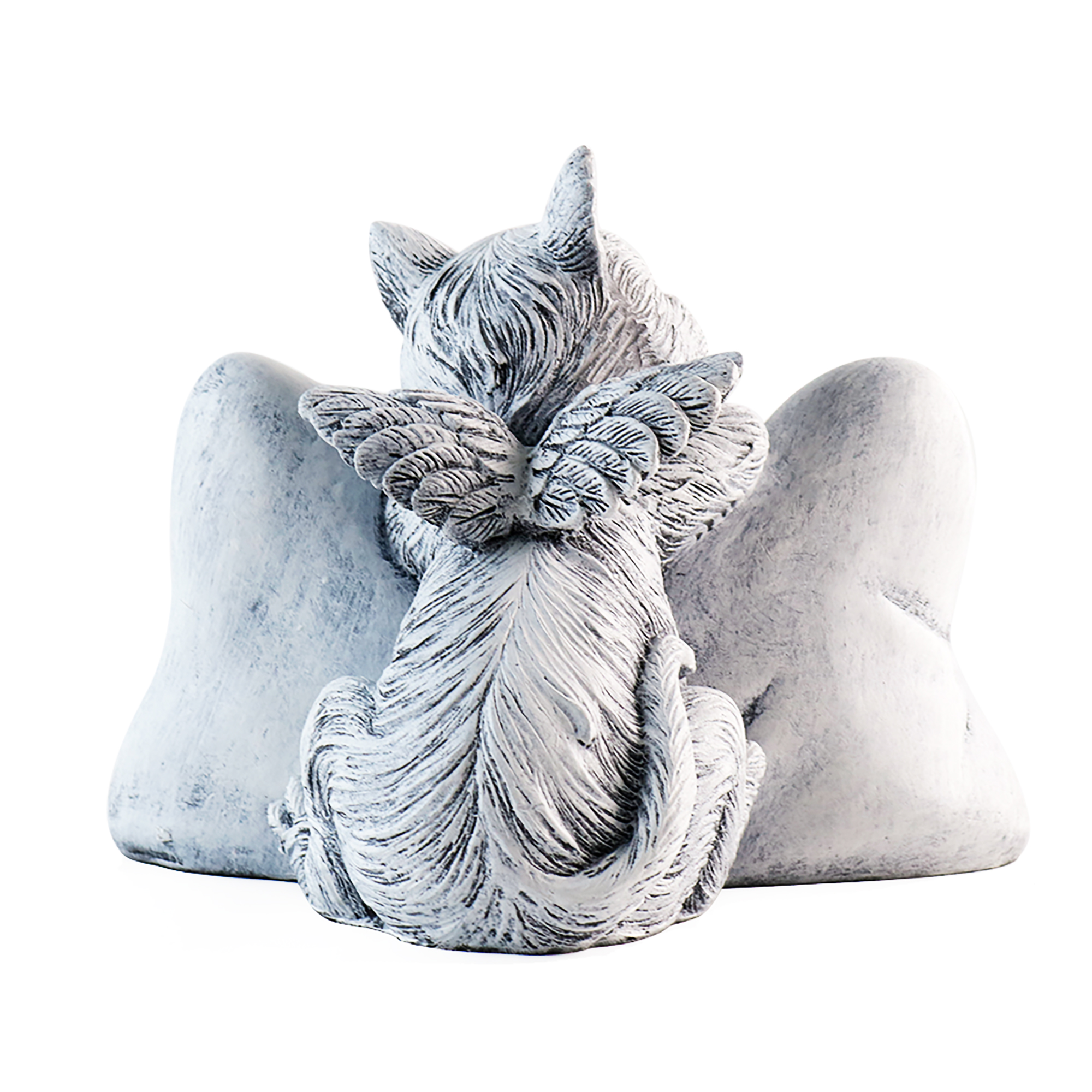 Cat Memory Urn Box, Small Cat Statue with Pillow, Cat Memorial Stone Cat Loss Gift