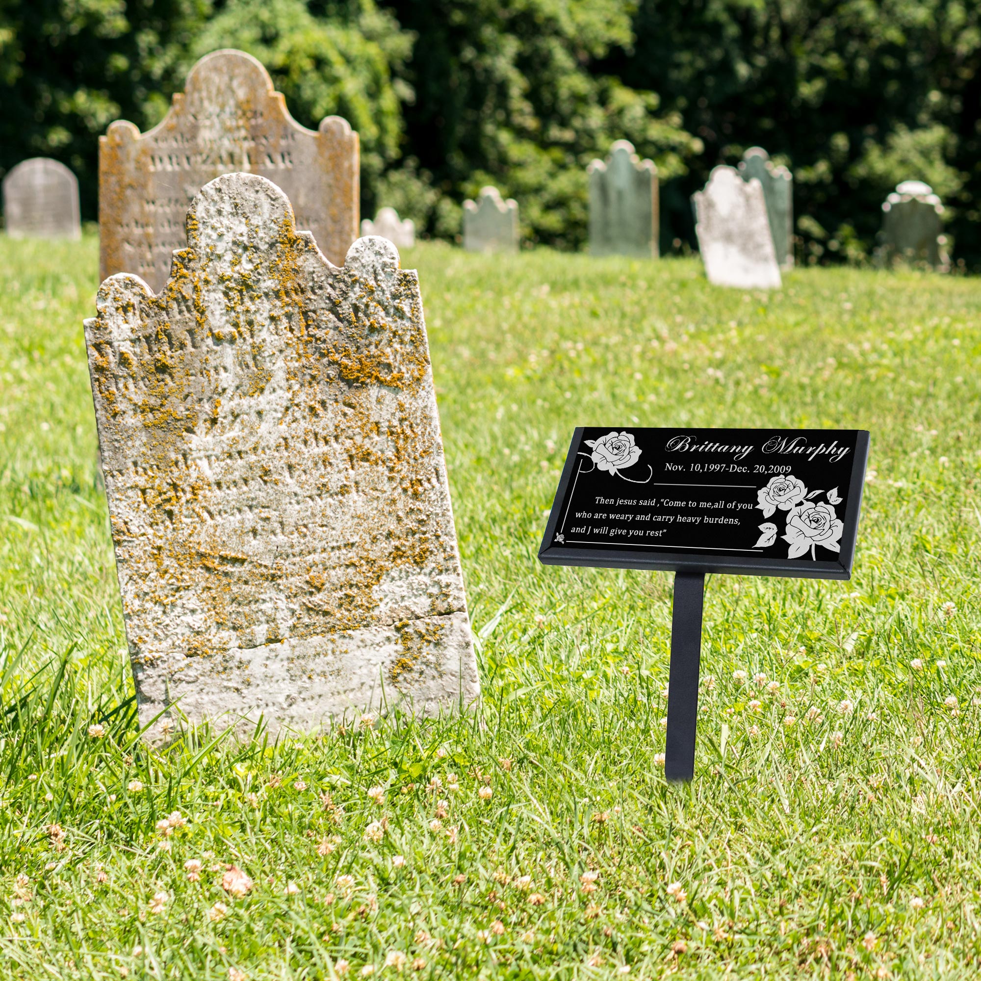 Customized Black Granite Memorial Stone Temporary Heastone Tombstone For Pet & Human