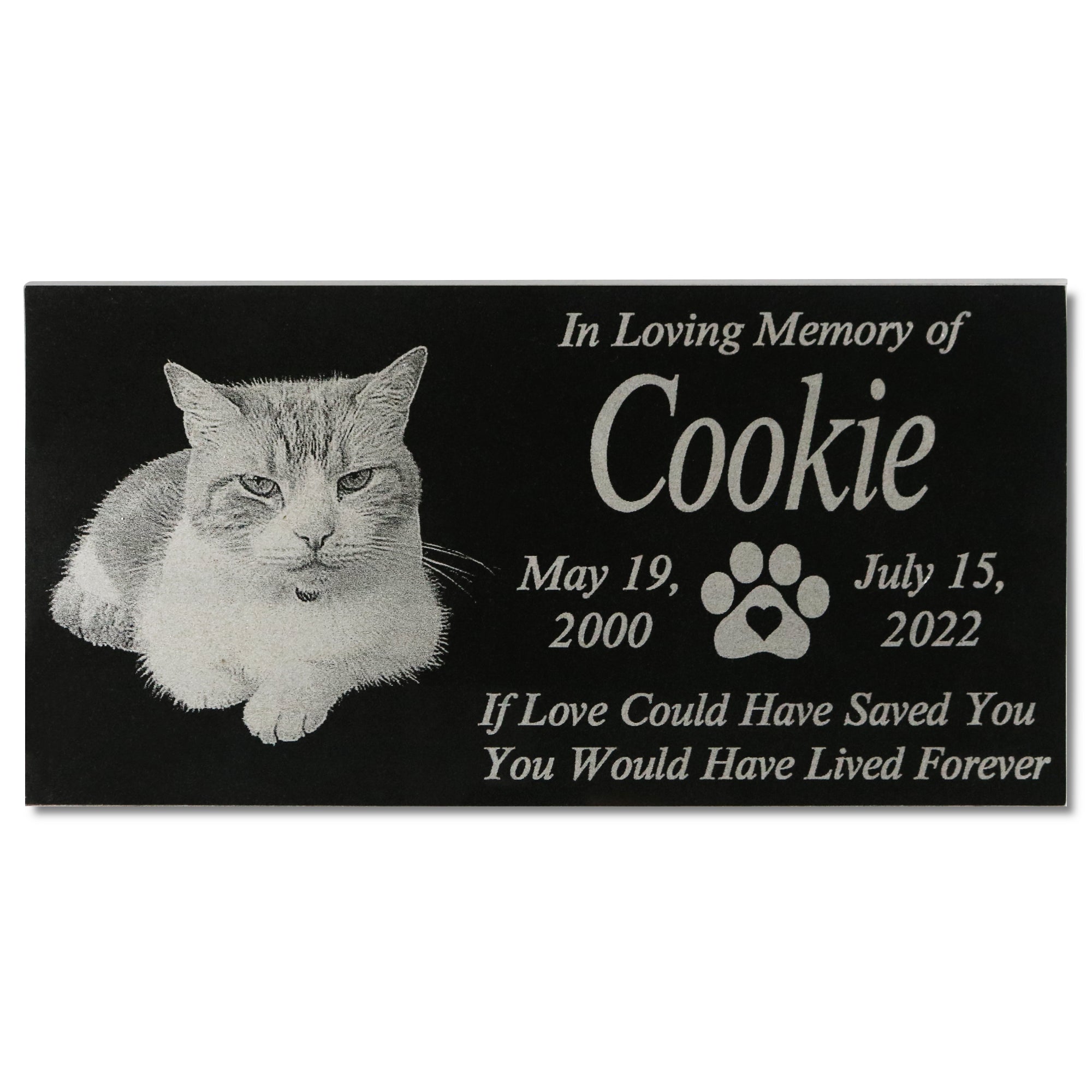 Customized Pet Black Granite Memorial Stone, Cat Dog Grave Marker With Photo
