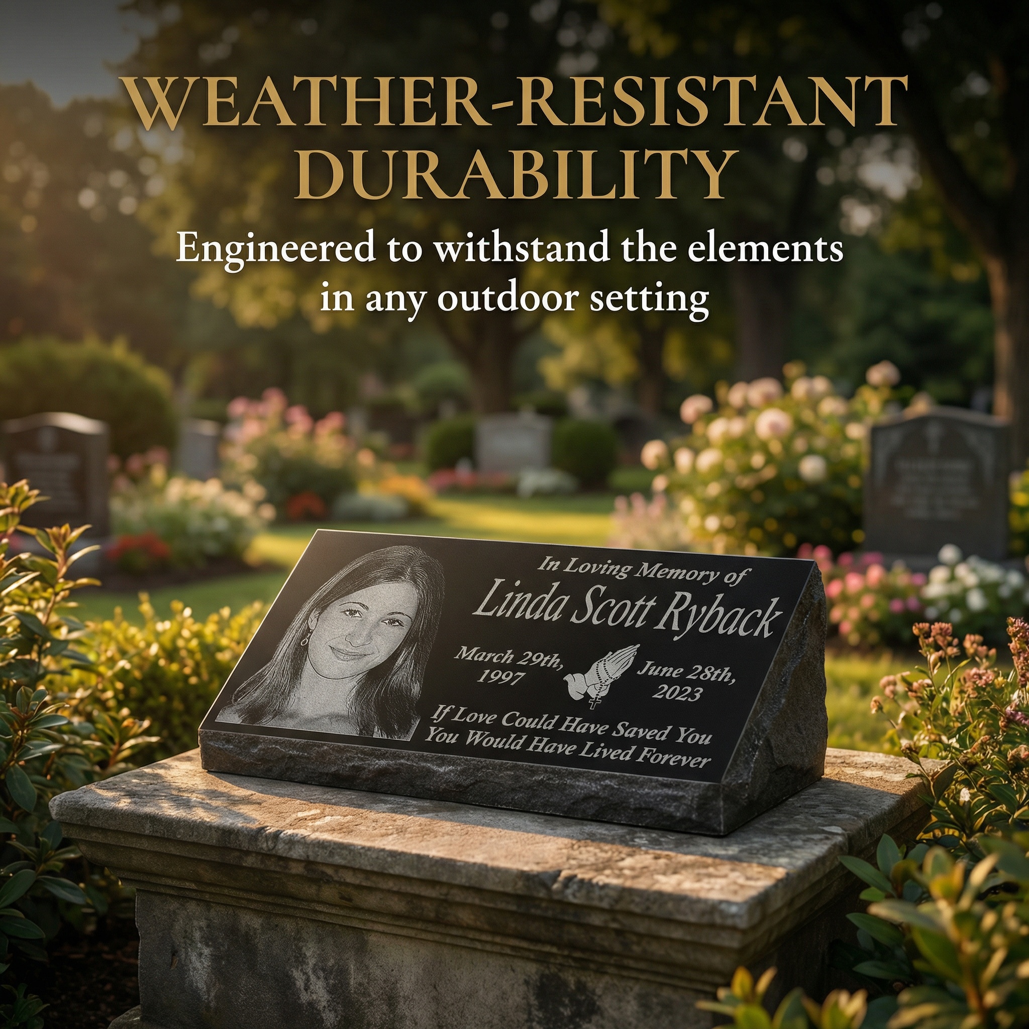 Customized Human Black Granite Memorial Stone Temporary Heastone Tombstone