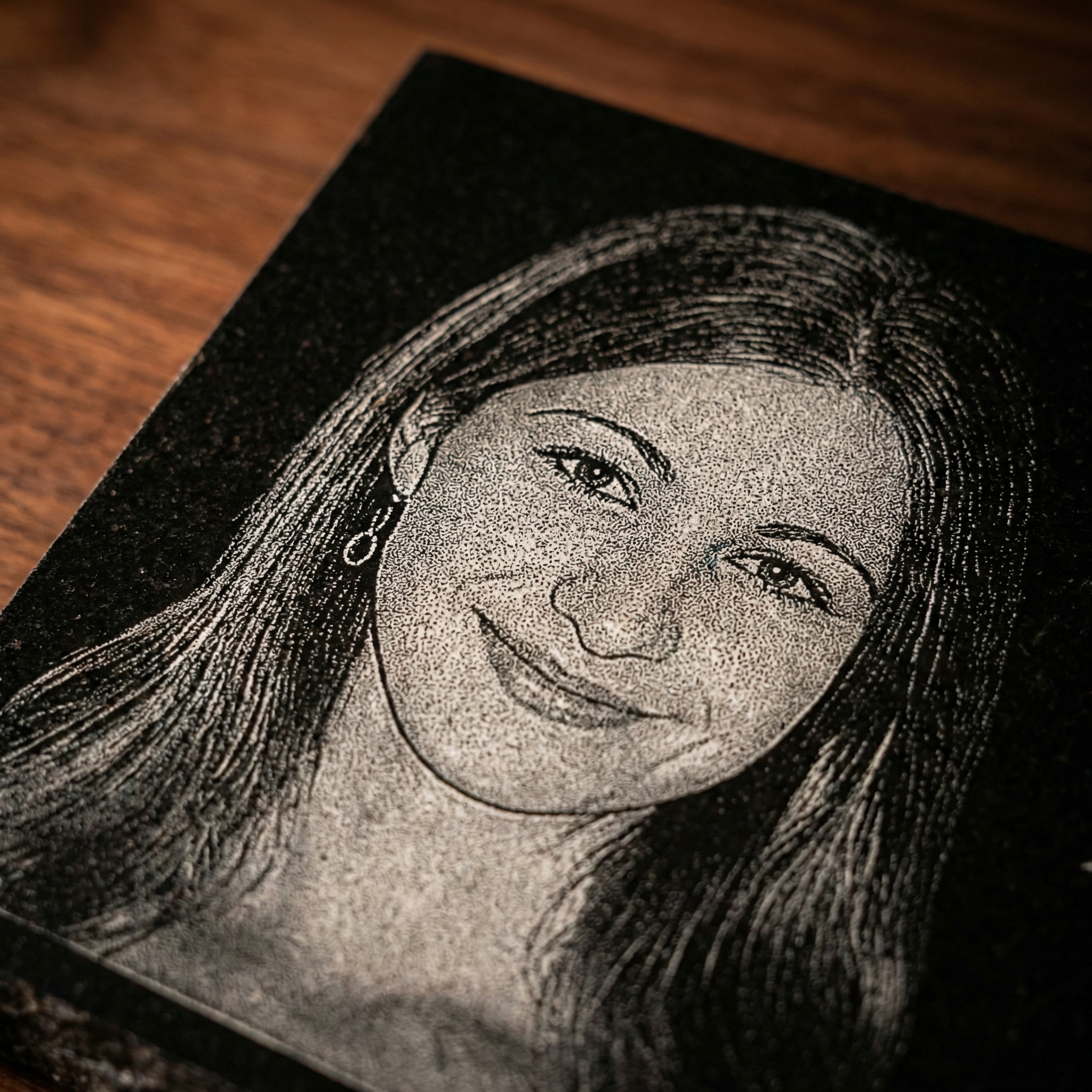 Customized Human Black Granite Memorial Stone Temporary Heastone Tombstone