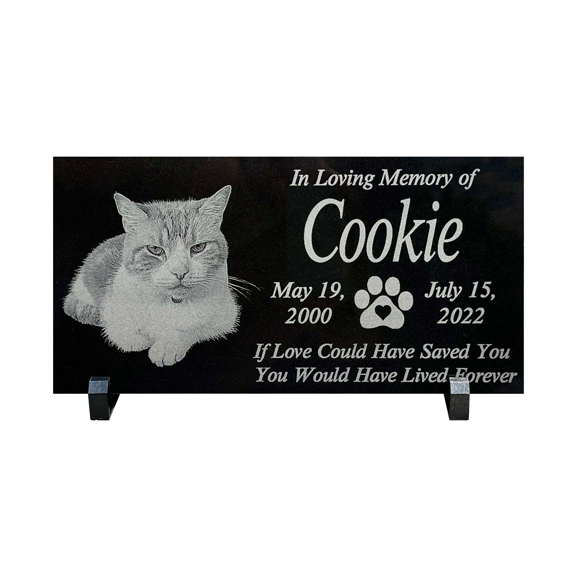 Customized Pet Black Granite Memorial Stone, Cat Dog Grave Marker With Photo