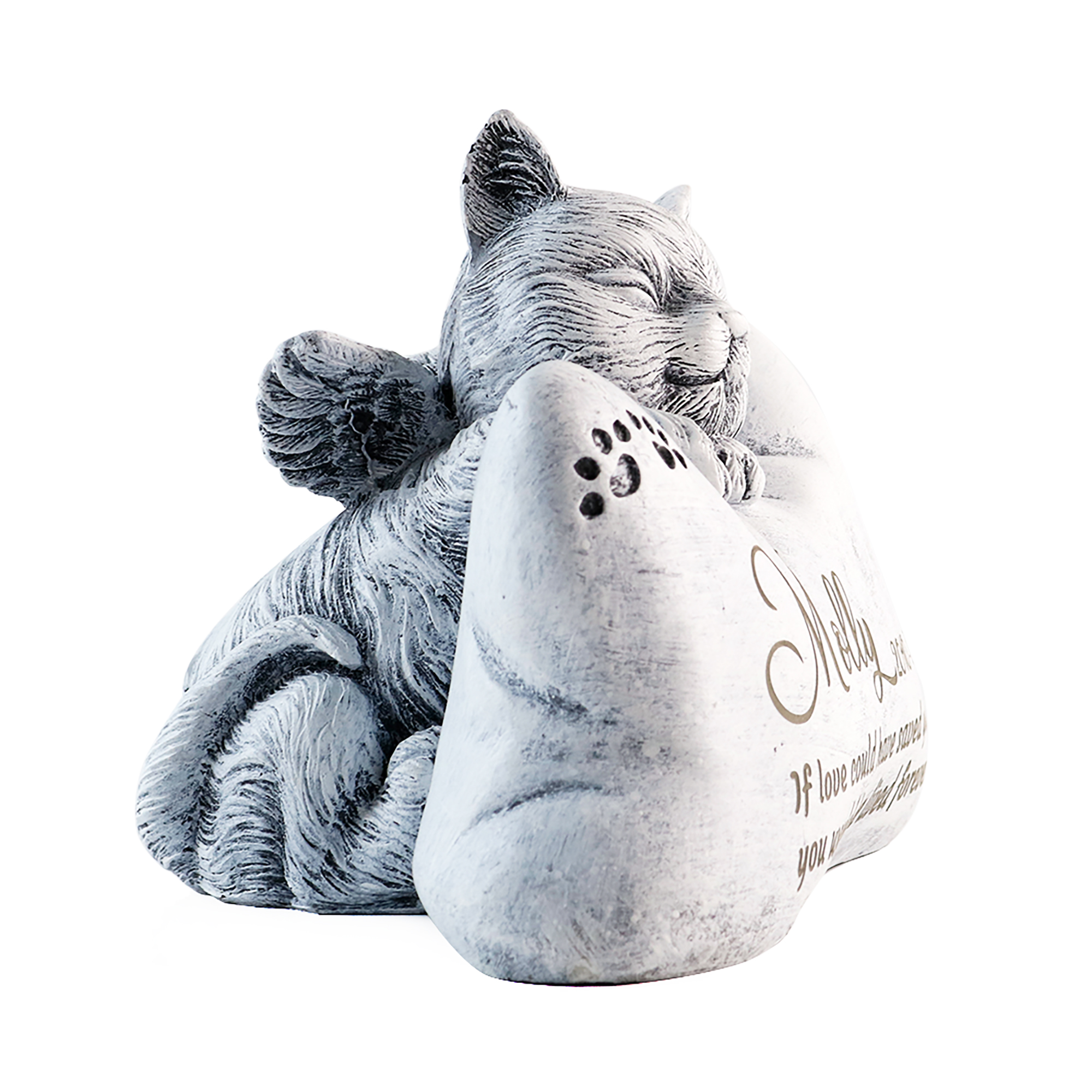 Cat Memory Urn Box, Small Cat Statue with Pillow, Cat Memorial Stone Cat Loss Gift