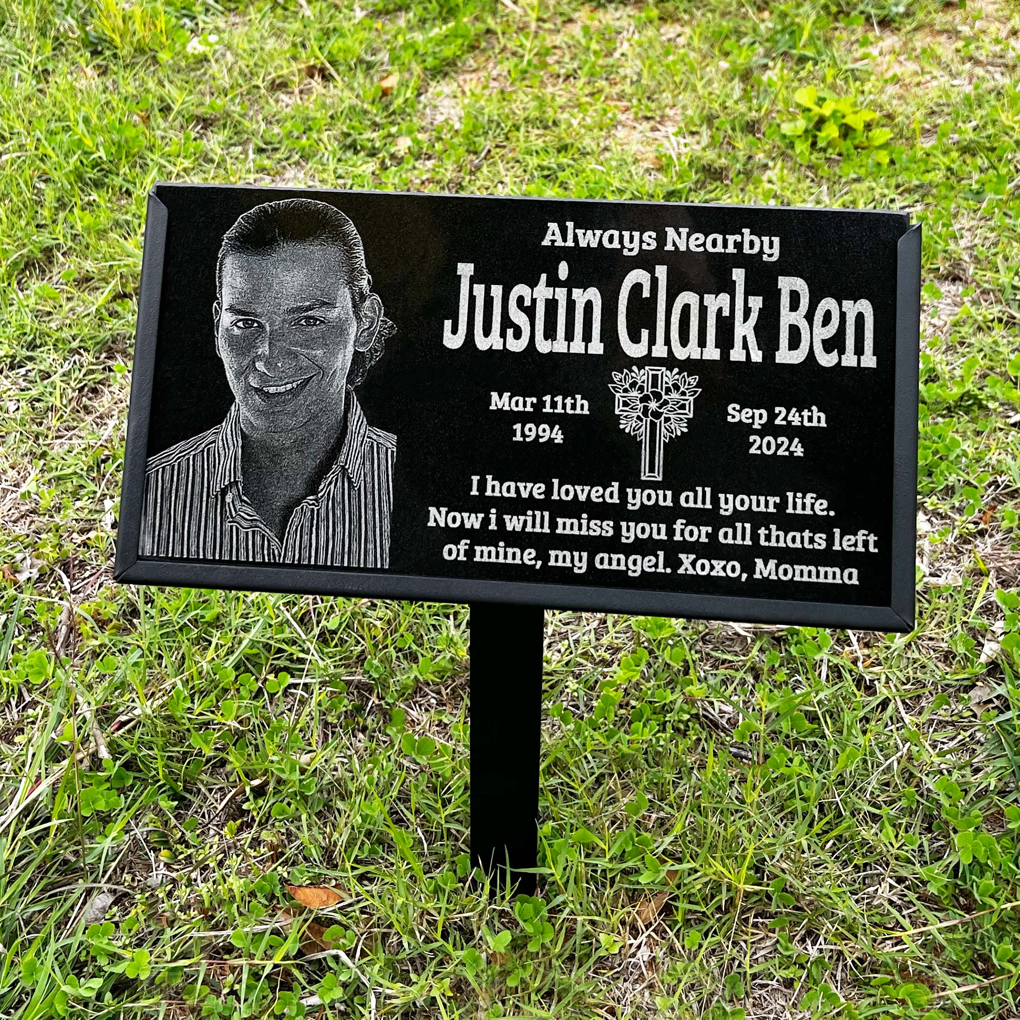 Customized Human Black Granite Memorial Stone Temporary Heastone Tombstone