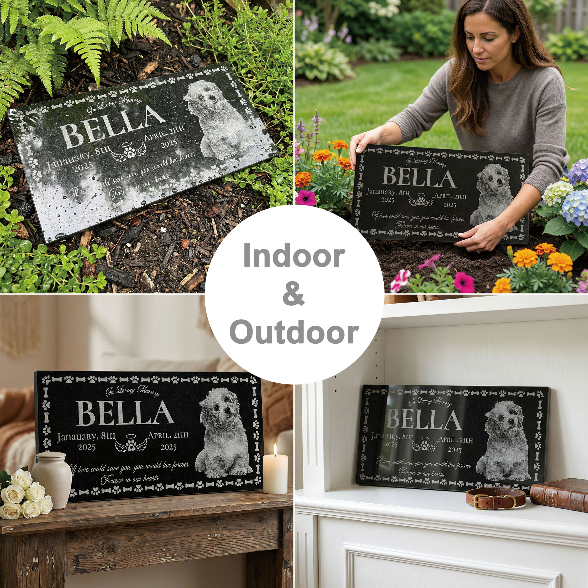 Customized Pet Black Granite Memorial Stone for Dog or Cat