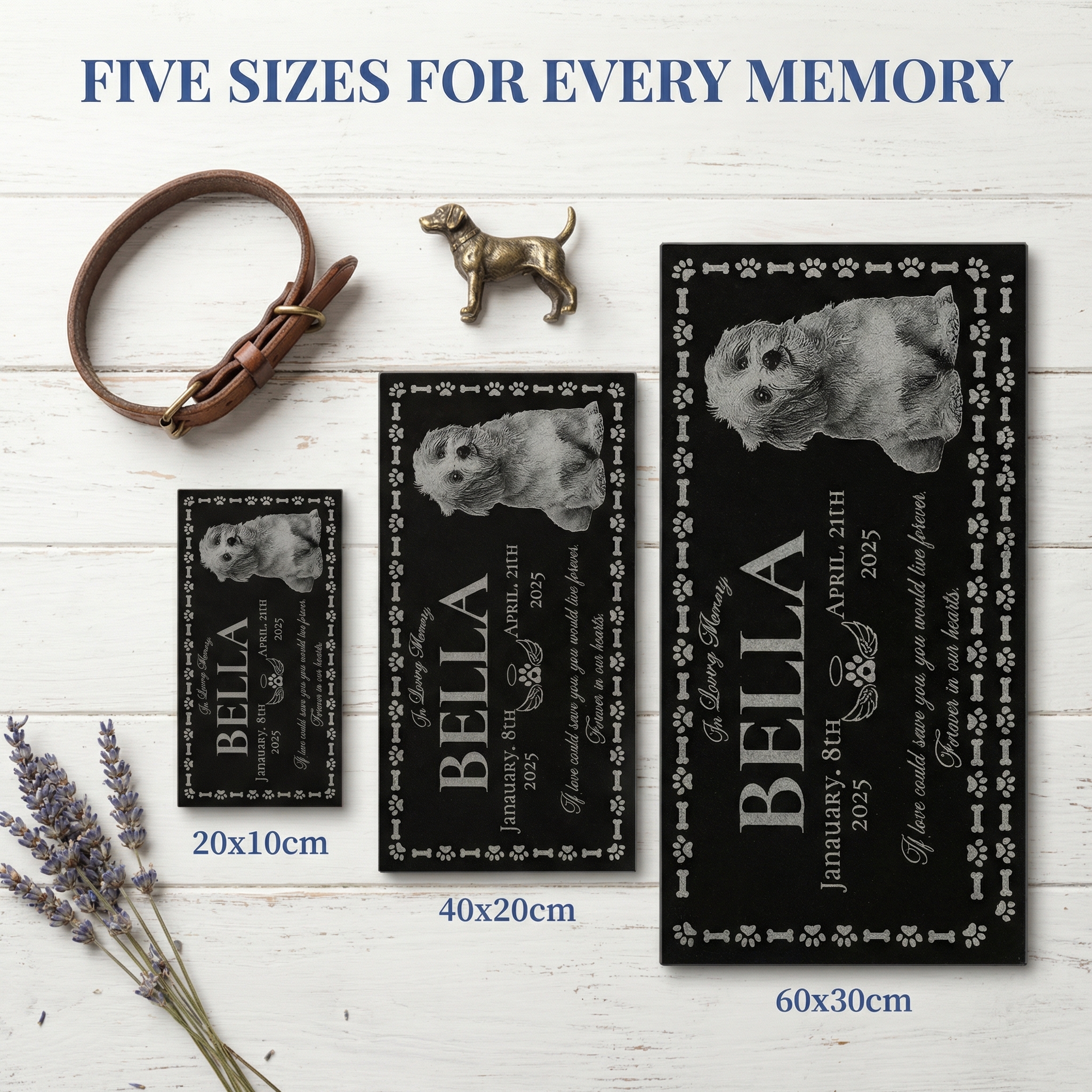 Customized Pet Black Granite Memorial Stone for Dog or Cat