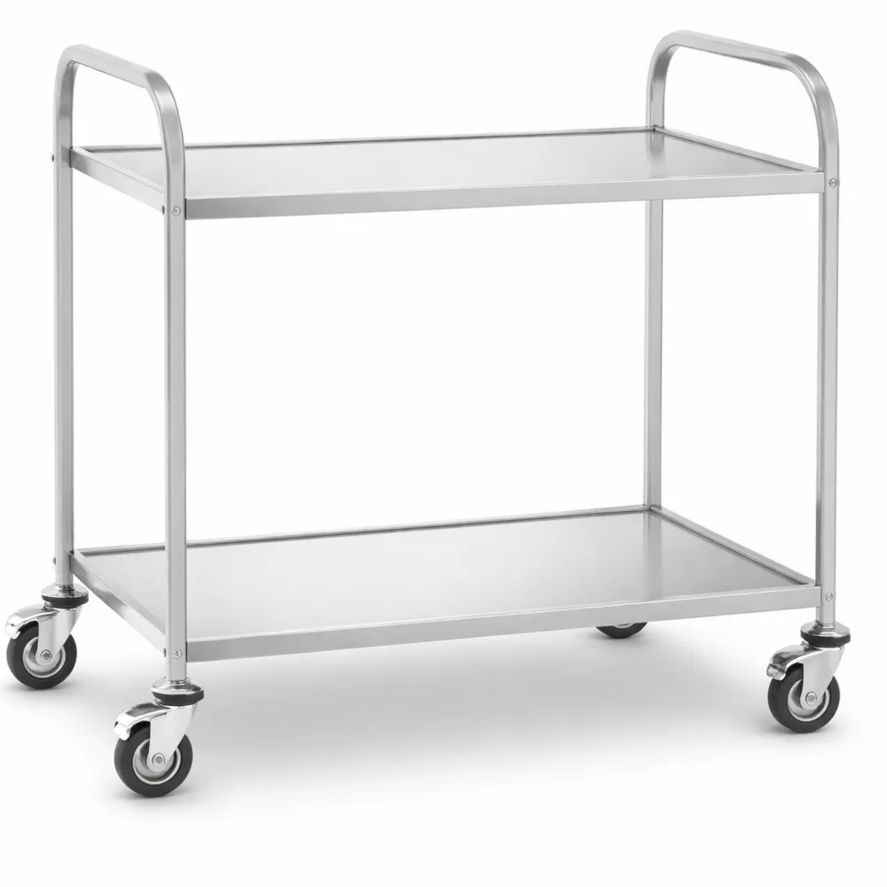 Küchenwagen mit 2 Borden, drehbare Rollen, bis 160 kg Tragkraft