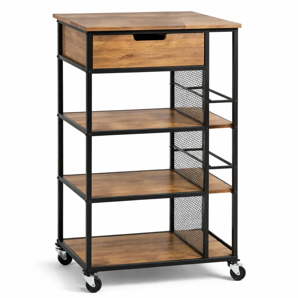 Multifunktionaler Rollwagen mit Schublade und Ablagen für Zuhause