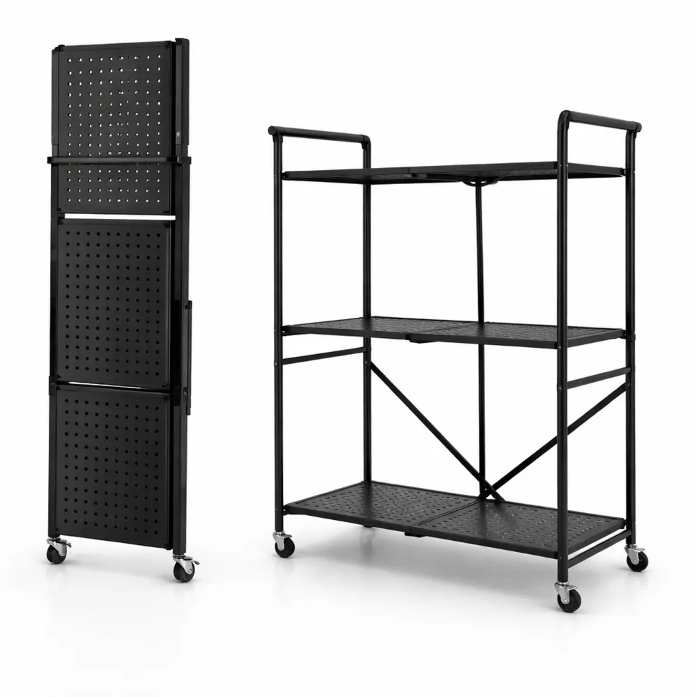 Platzsparender Klappbarer Rollwagen mit Bremsen für Küche und Büro