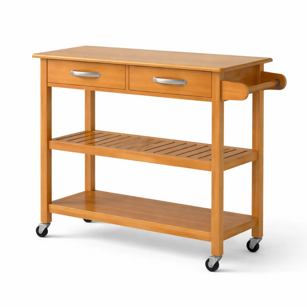 Mobiler Holz-Servierwagen mit Schubladen und Regalen