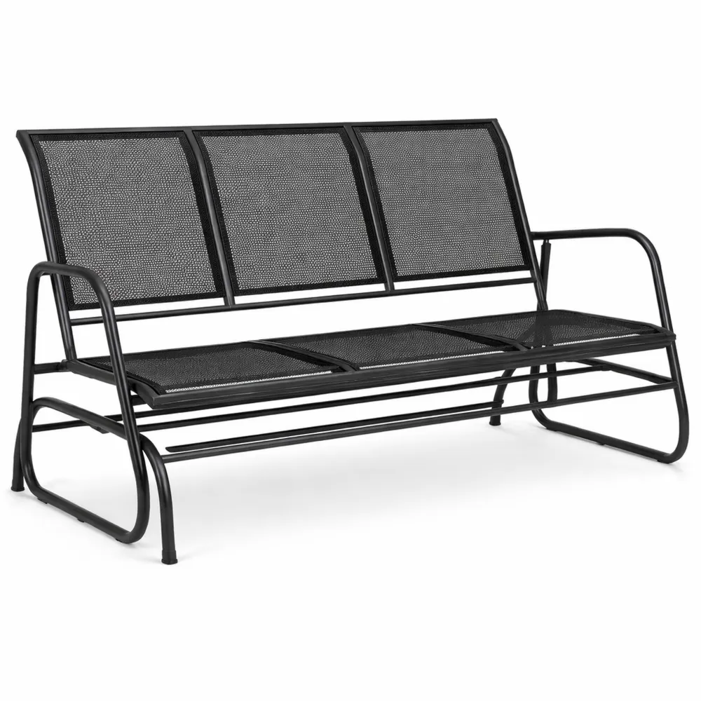 Garten-Schaukelstuhl 3-Sitzer mit Metallrahmen bis 300 kg, Dunkelgrau