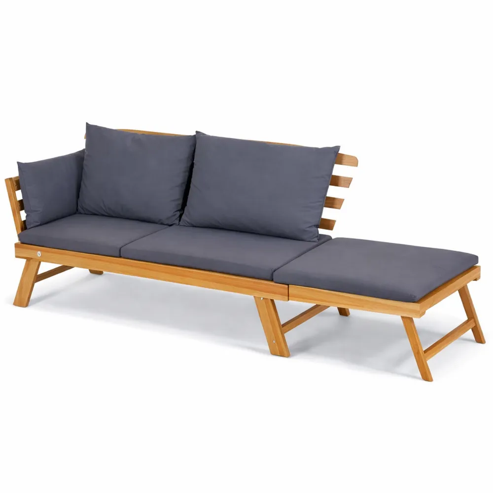 Verstellbare Gartenbank mit Liegefunktion, 2-3 Sitzer, inkl. Polster, für Terrasse und Balkon