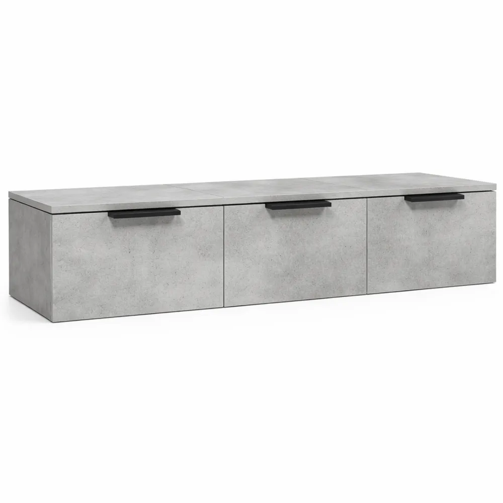 Moderner Fernsehschrank für Wohnzimmer, Betongrau, 102x30x20cm