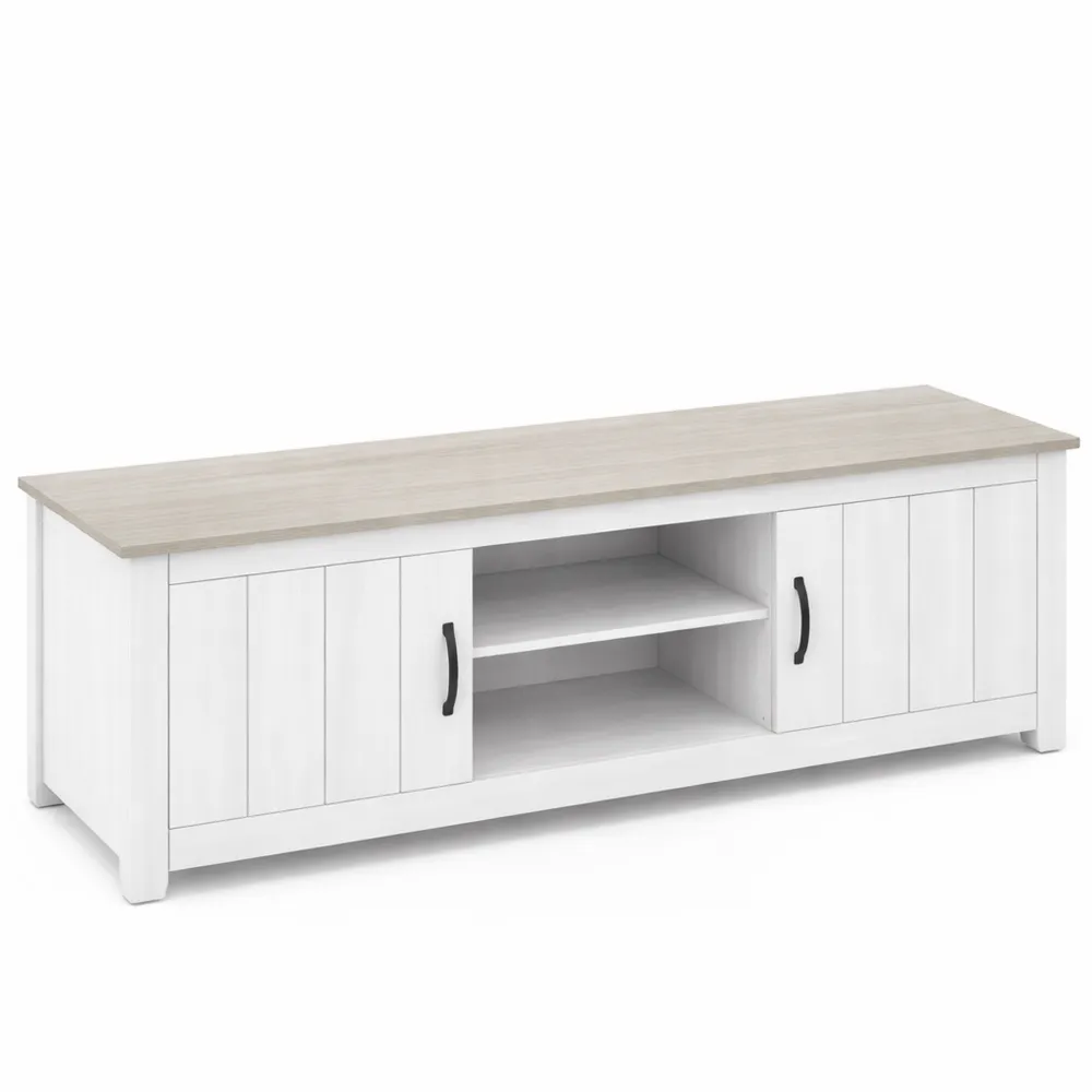 Moderner TV-Schrank mit Stauraum und offenen Fächern für Fernseher bis 65 Zoll