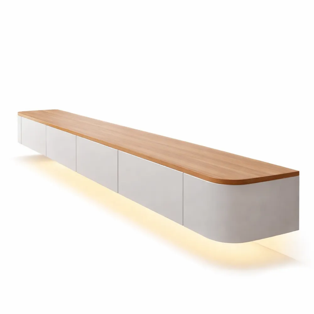 Wandmontierter TV-Schrank mit großem Stauraum und LED