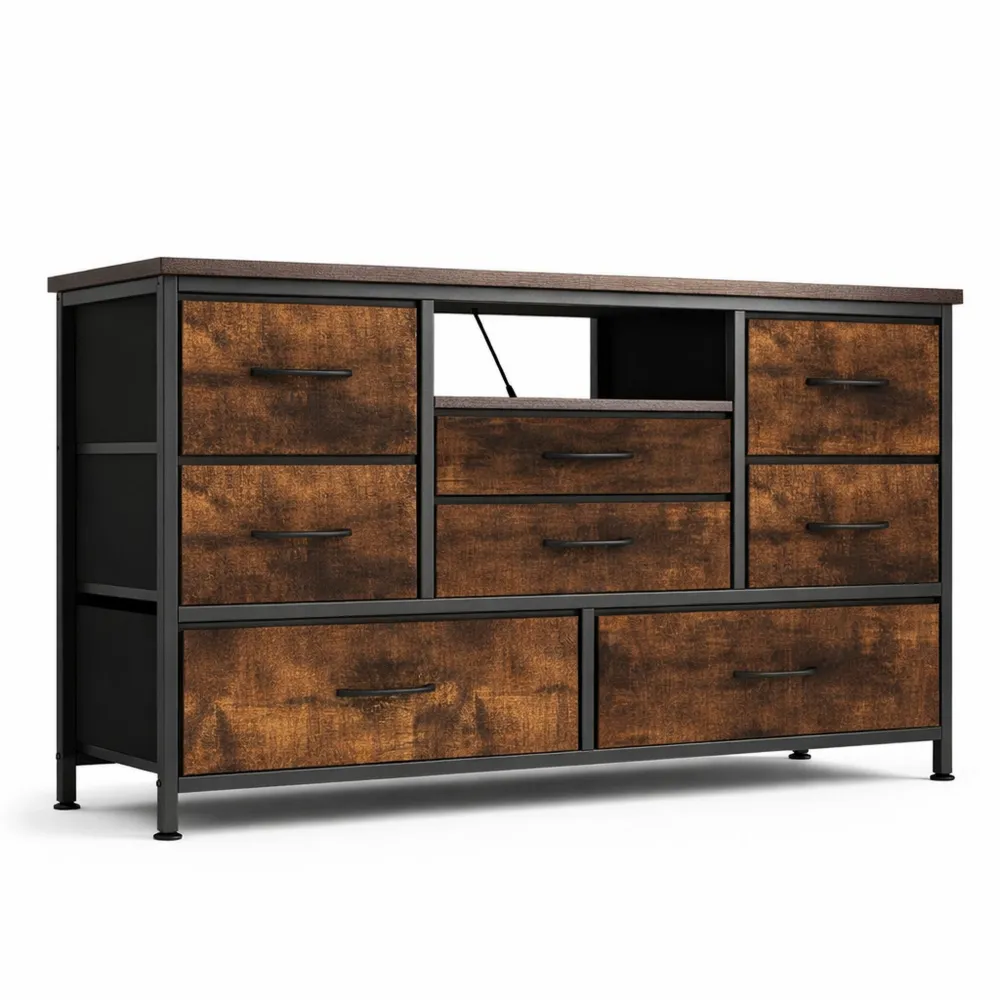 Moderner Fernsehtisch mit Stromanschlüssen und Schubladen