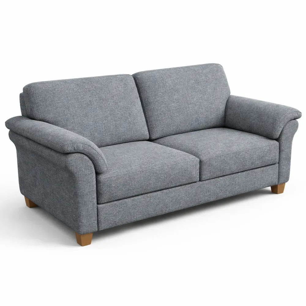 Bequeme 3-Sitzer-Landhaussofa mit Federkern, Hellgrau