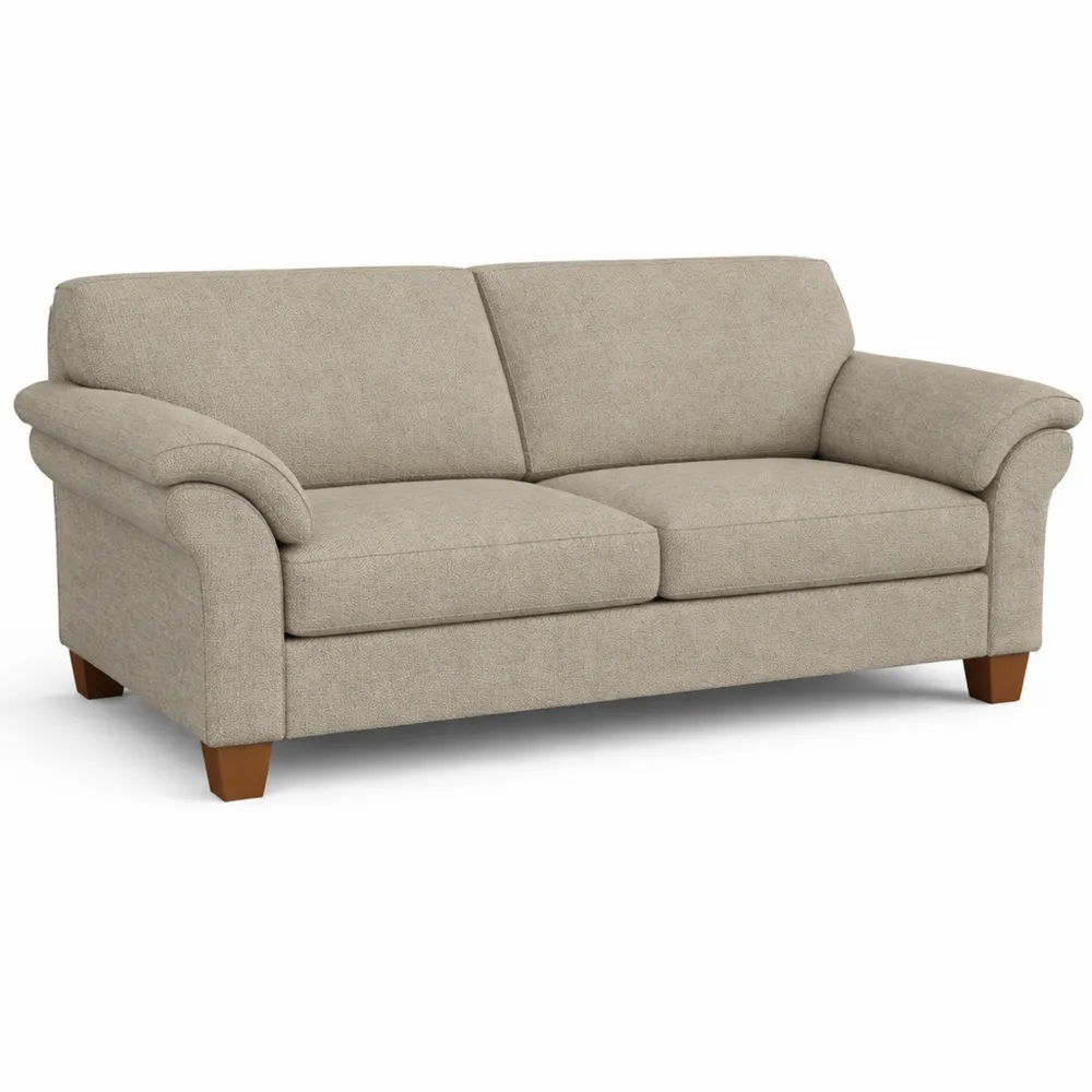 Bequeme 3-Sitzer-Couch im Landhausstil mit Federkern, Naturfarben