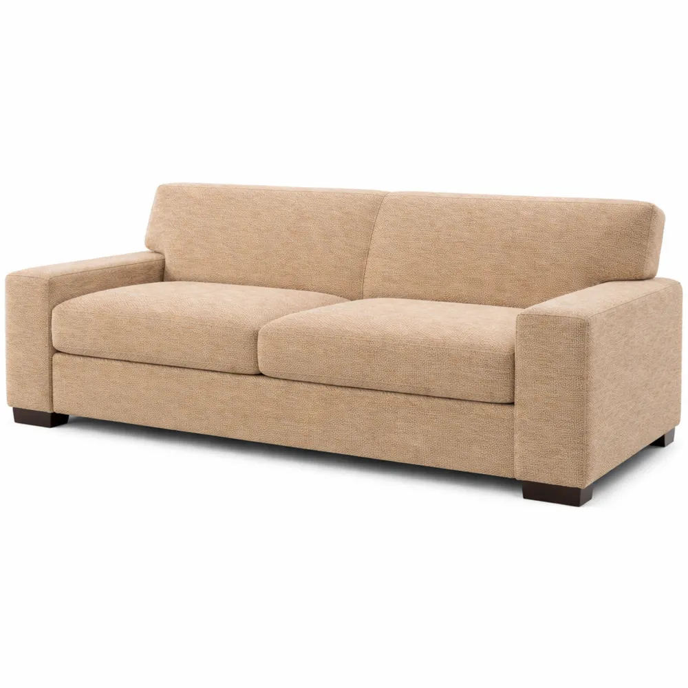 Bequeme 3-Sitzer Couch mit Holzfüßen in Beige
