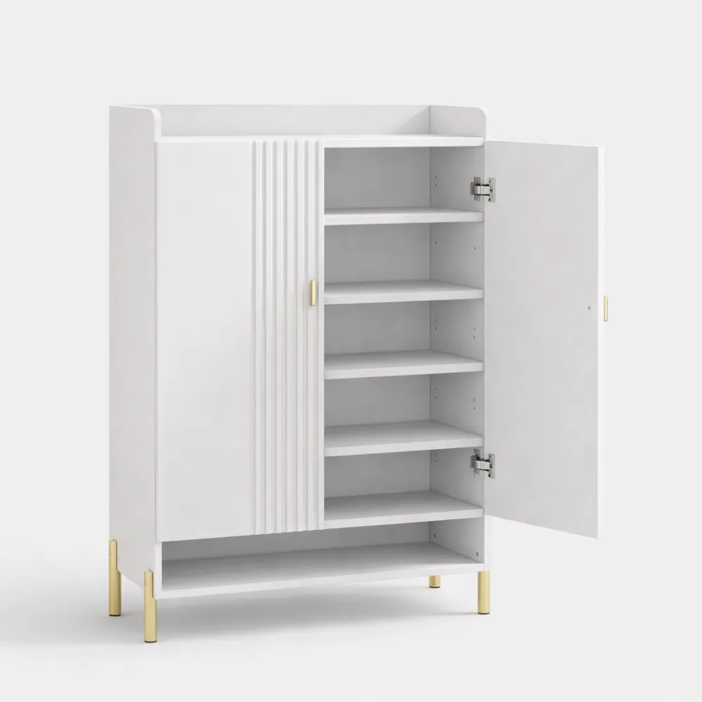 Freistehendes Schuhregal mit Verstellbarer Ablage und Türen für Flur