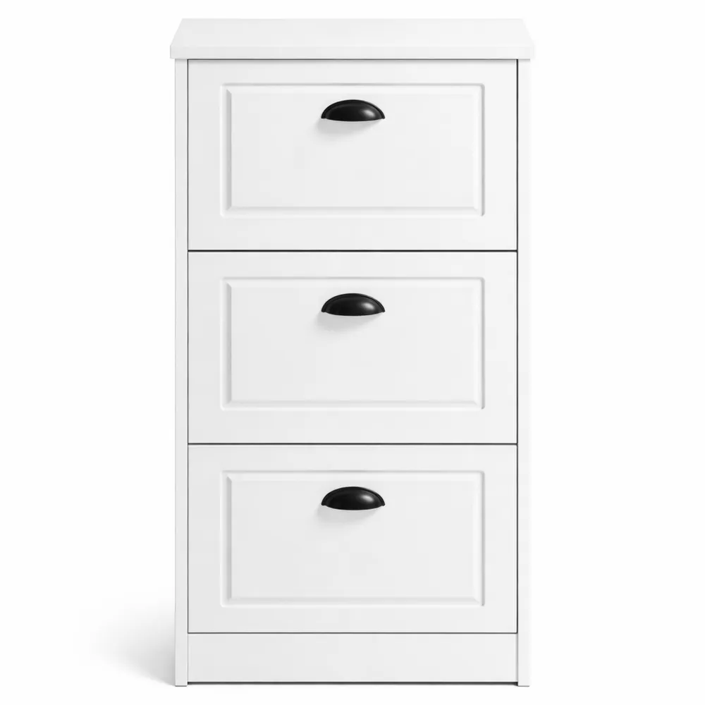 Schuhschrank mit Klappen, Verstellbares Schuhregal für Flur, 53x120x24cm, Weiß Vintage Holzoptik