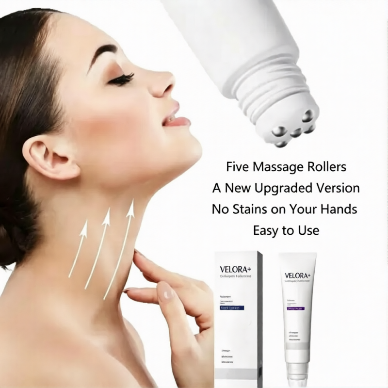 Roller Massage Neck Cream 🧴 Collagen & Hyaluronic Acid | Firms Neck, Reduces Wrinkles & Double Chin