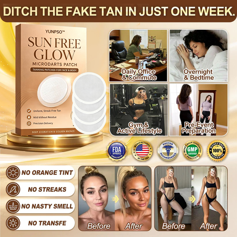 Official Store | ☀️☀️  Sunless Instant Bronze Tanning Microneedle Patch 🇺🇸 (Just once a day) Visible Bronze Glow in 7 Days ✅ No UV, No Orange, No Streaks, No DHA, No Mess.