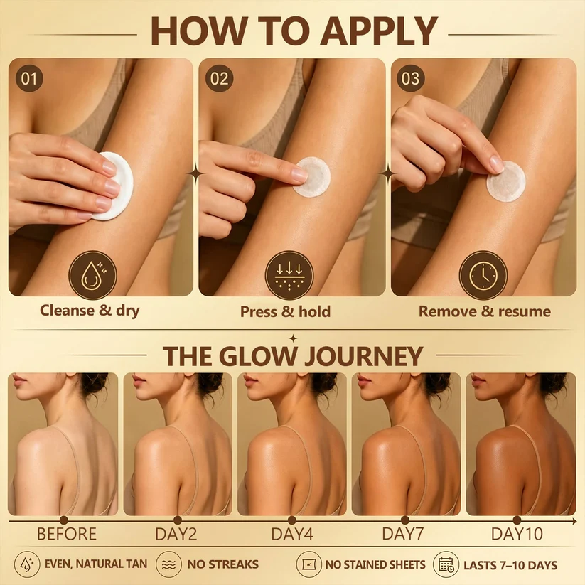 Official Store | ☀️☀️  Sunless Instant Bronze Tanning Microneedle Patch 🇺🇸 (Just once a day) Visible Bronze Glow in 7 Days ✅ No UV, No Orange, No Streaks, No DHA, No Mess.
