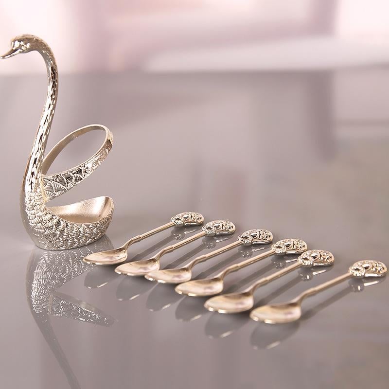 ✨🔥🎁Creative swan design coffee stirring spoon set (6 spoons)