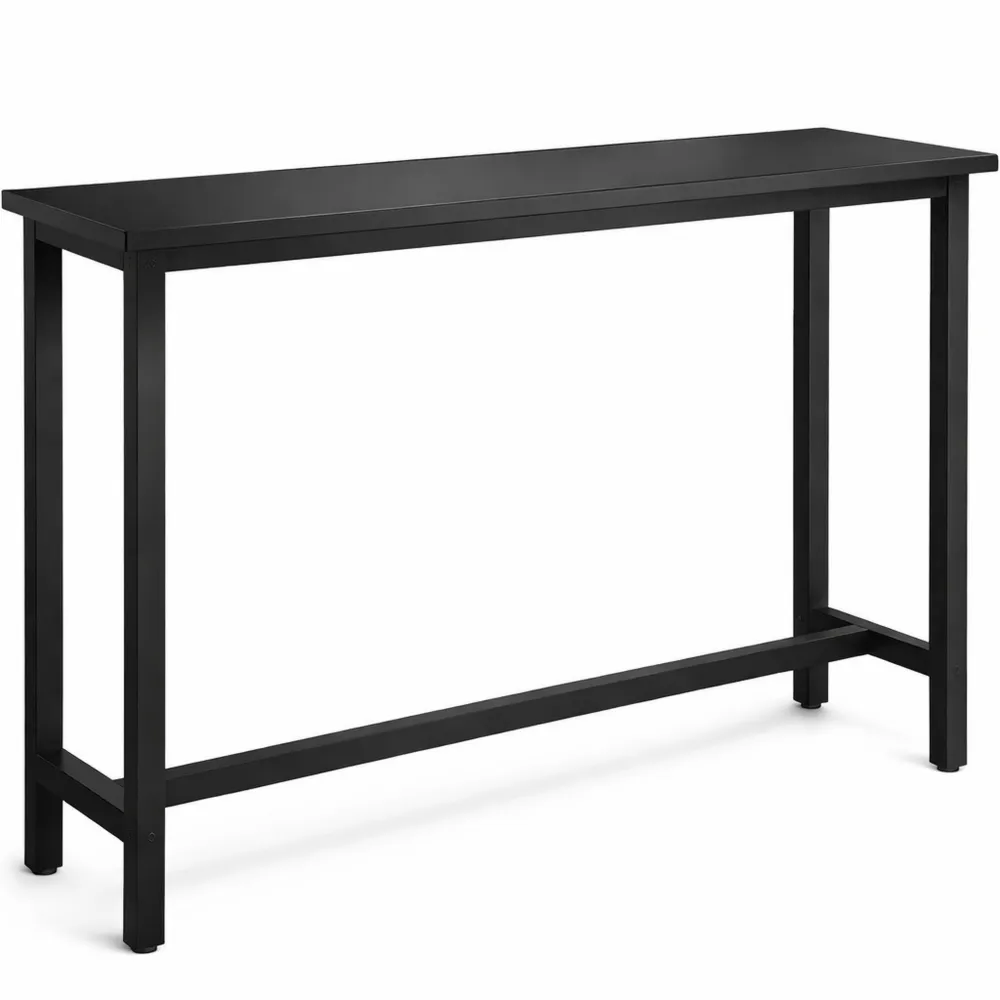 Moderner Bistrotisch mit Metallgestell und MDF-Tischplatte, Schwarz, 140x100x40cm